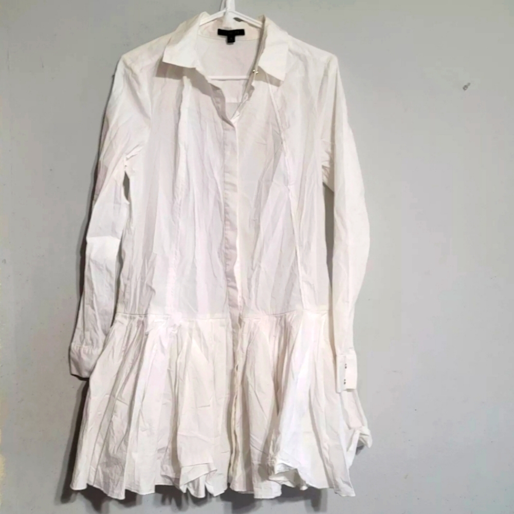 Elegant White Dress Rachel Zoe Women White Collared Shirt Dress - Size 10